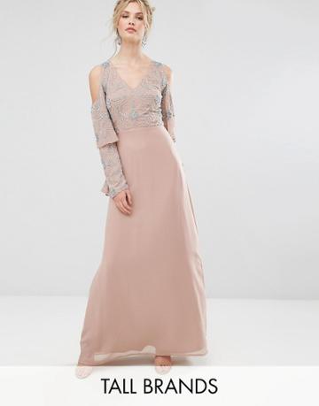 Maya Tall All Over Embellished Top Maxi Dress - Pink