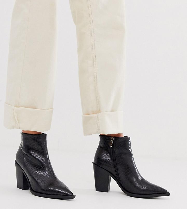 Co Wren Wide Fit Heeled Western Boots In Snake