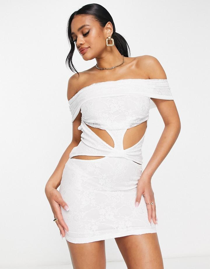 Lioness Cut Out Lace Mini Dress In White