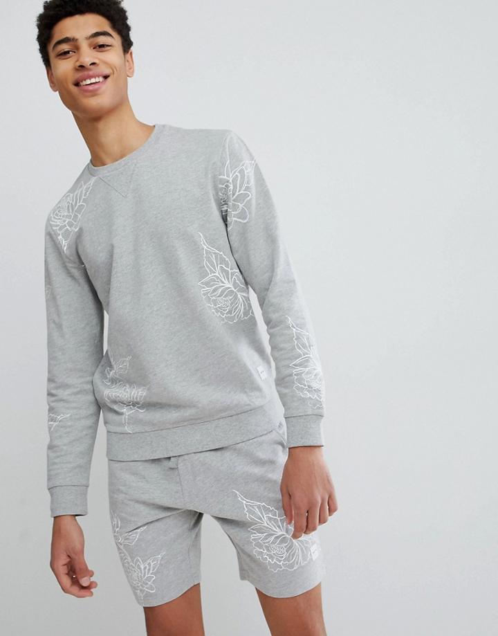 Only & Sons Sweatshirt With All Over Print - Gray