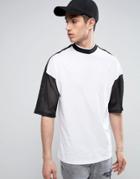 Asos Oversized T-shirt With Mesh Sleeves And Turtleneck - White