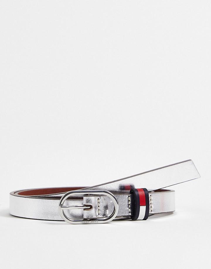 Tommy Jeans Oval Belt In Silver