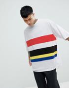 Asos Oversized T-shirt With Bright Color Block In White - White
