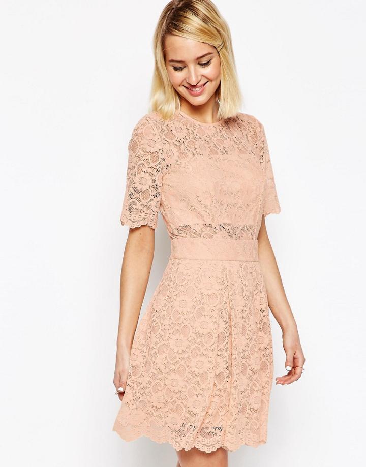 Asos Lace Mini Prom Dress - Nude
