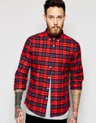 Asos Blackwatch Check Shirt With Long Sleeves - Red
