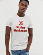 Scotch & Soda Crewneck Tee With Ski-inspired Chest Artwork - White