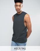 Asos Tall Sleeveless T-shirt With Dropped Armhole In Green - Green