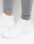 Armani Jeans Hi Top Logo Sneakers In White - White