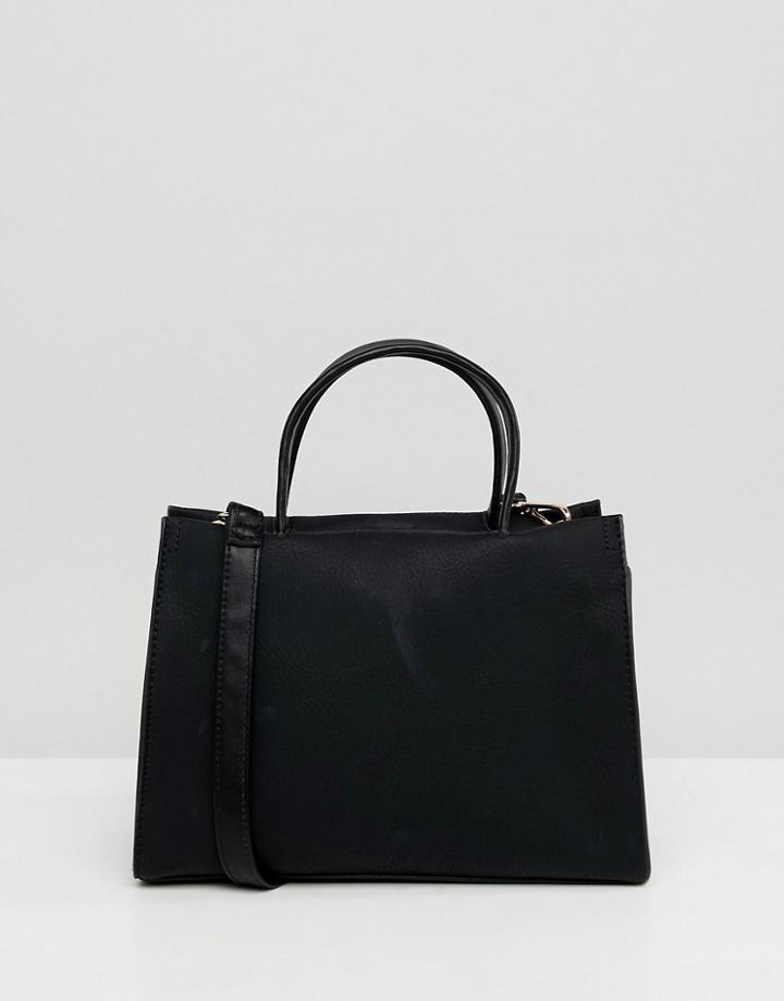 Asos Design Mini Tote Bag With Contrast Detail - Black