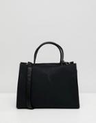 Asos Design Mini Tote Bag With Contrast Detail - Black