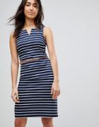 Vero Moda Striped Dress With Belt - Navy