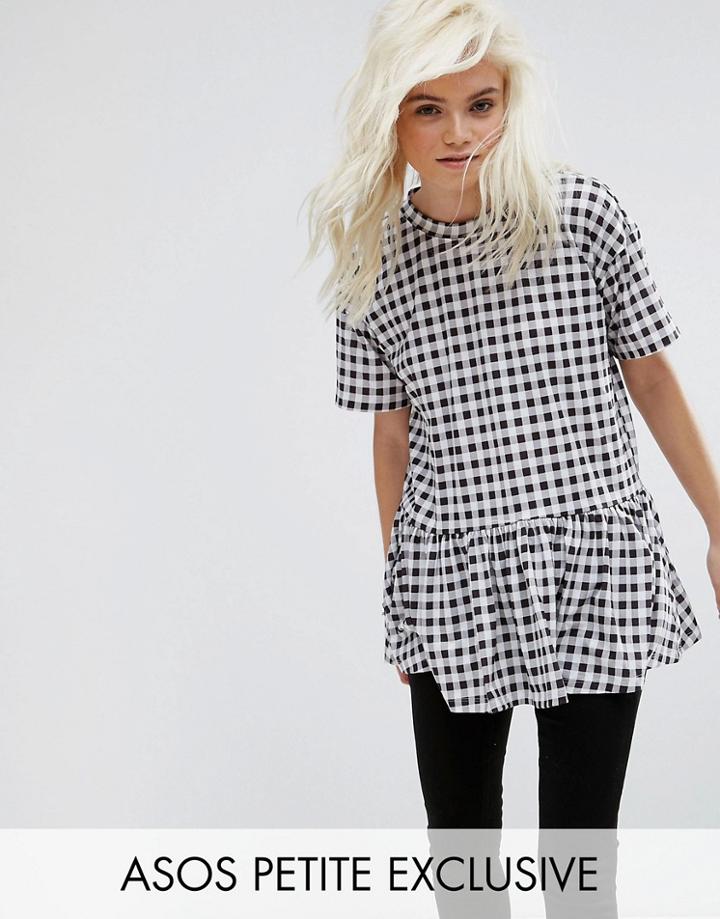 Asos Petite Casual Smock Top In Gingham Print - Multi