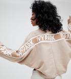 Ivy Park Cropped Sweatshirt With Taped Stripe Seams - Beige