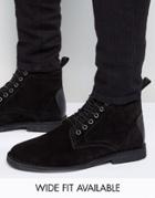 Asos Desert Boots In Black Suede - Wide Fit Available - Black