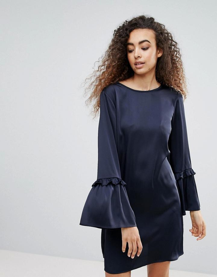 Liquorish Frill Sleeve Detailed Shift Dress - Black
