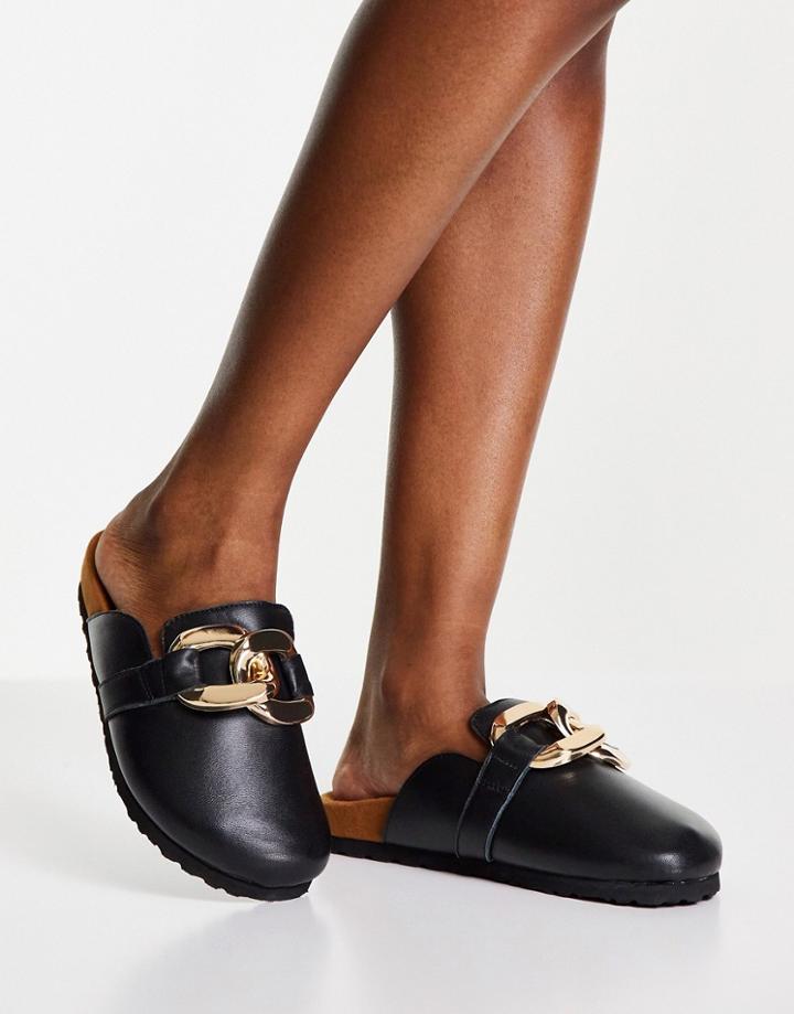 Asra Fiscal Clogs In Black With Chain Detail