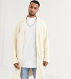 Asos Design Tall Extreme Oversized Jersey Duster Jacket In Beige