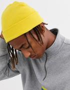 Asos Design Fisherman Beanie In Bright Yellow