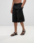 Asos Swims Shorts With Wide Leg In Long Length - Black