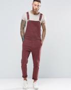 Asos Overalls In Bow Leg In Burgundy - Red