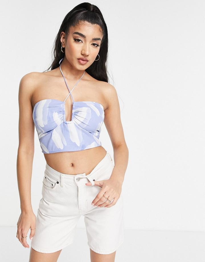 Abercrombie & Fitch Bare Halterneck Top In Blue Floral - Part Of A Set