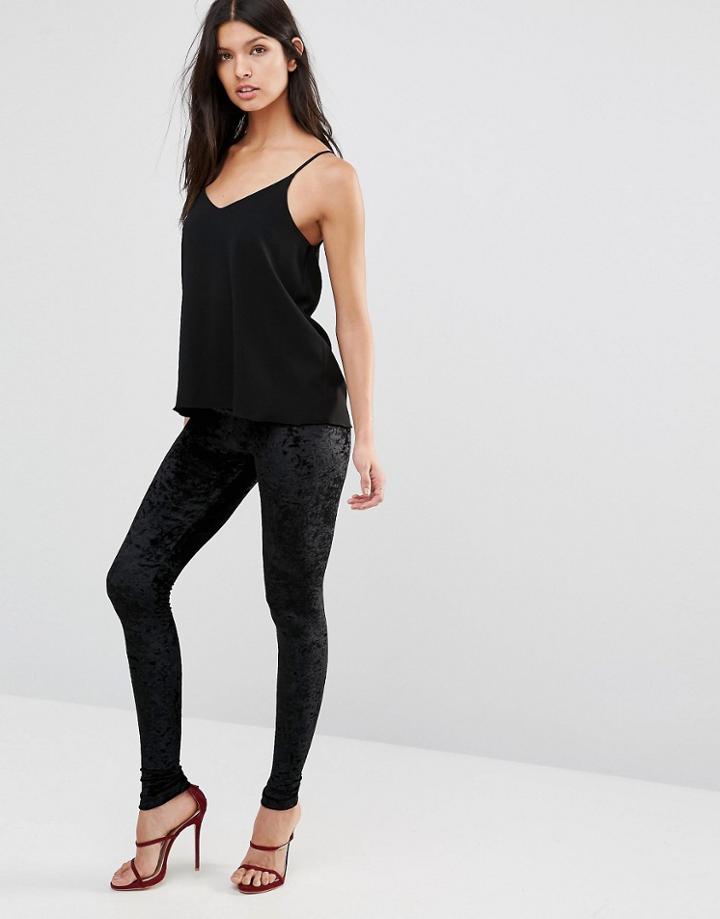 Club L Crushed Velvet Leggings - Black