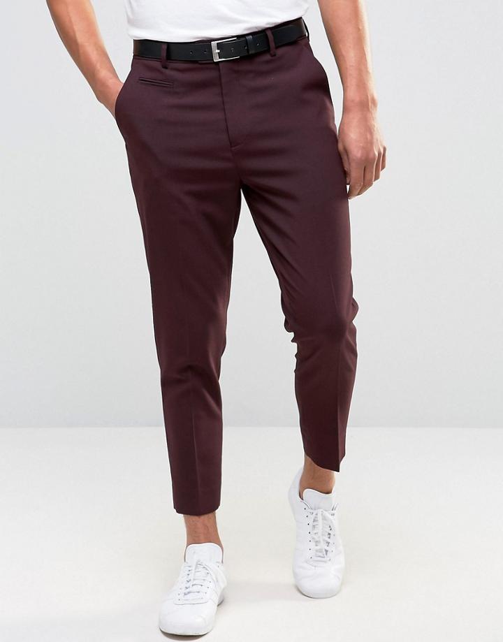 Asos Tapered Pants In Burgundy - Purple