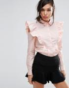 Fashion Union Shirt With Sleeve Detail - Pink