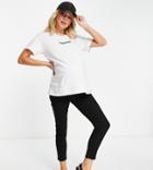 Asos Design Maternity T-shirt With Embroidered Slogan In White