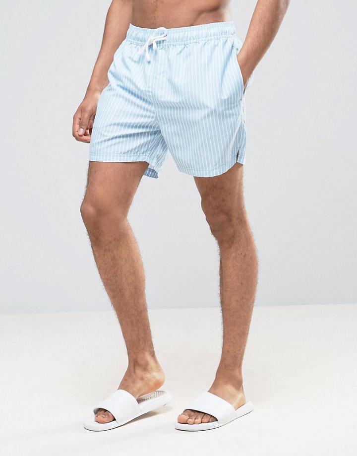 Ringspun Swim Shorts In Stripe - Blue