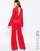Vero Moda Tall Keyhole Back Wide-leg Jumpsuit - Red