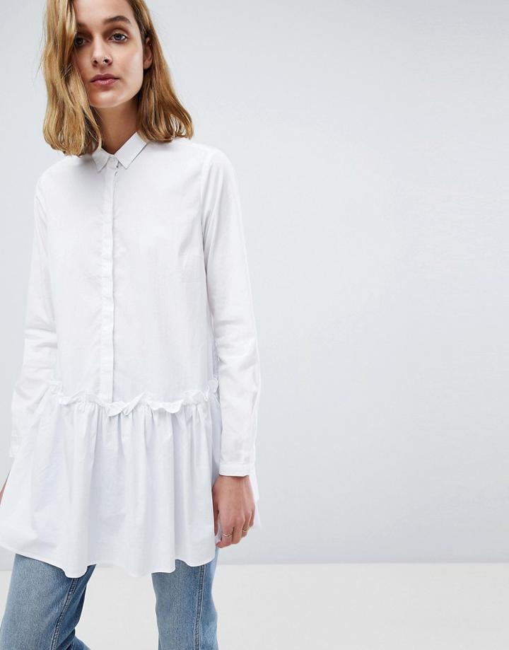 Moss Copenhagen Oversized Shirt With Peplum Hem - White