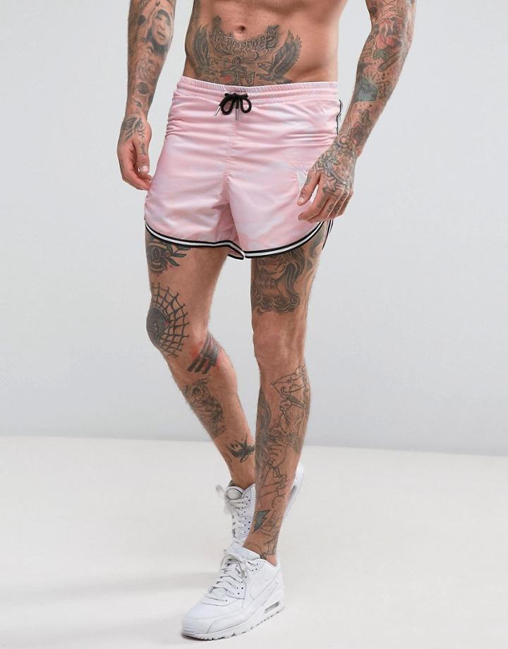 Good For Nothing Swim Shorts In Pink Camo - Pink
