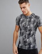 Asos 4505 Muscle T-shirt With All Over Geo Print - Gray