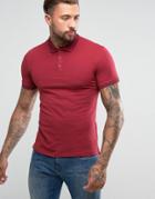 Armani Jeans Slim Fit Logo Tipped Polo Shirt Burgundy - Red