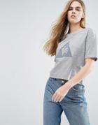 Le Coq Sportif Cropped T-shirt With Large Logo - Gray