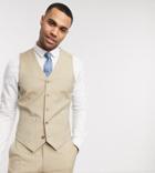 Asos Design Tall Wedding Slim Suit Vest In Stone-neutral