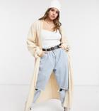 Skylar Rose Plus Maxi Cardigan In Cream Knit-white