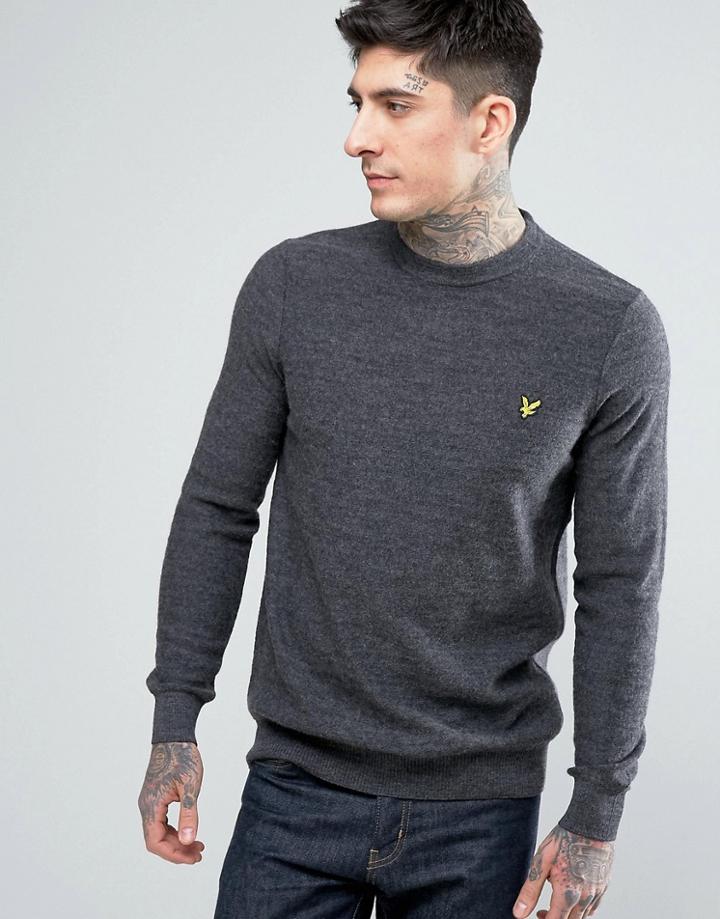 Lyle & Scott Crew Neck Boiled Wool Sweater - Gray