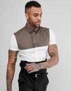Asos Skinny Fit Cut And Sew Shirt - White