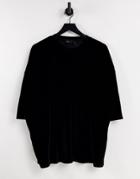 Asos Design Oversized T-shirt In Black Velour
