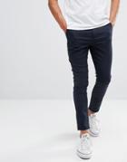 Asos Super Skinny Cropped Chinos In Navy - Navy