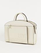 Love Moschino Logo Top Handle Bag In Ivory-white