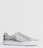 Asos Design Dustin Lace Up Sneakers In Silver