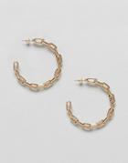 Asos Design Hoop Earrings In Hardware Chain Design In Gold - Gold