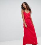 Asos Design Tall Wrap Maxi Dress - Red