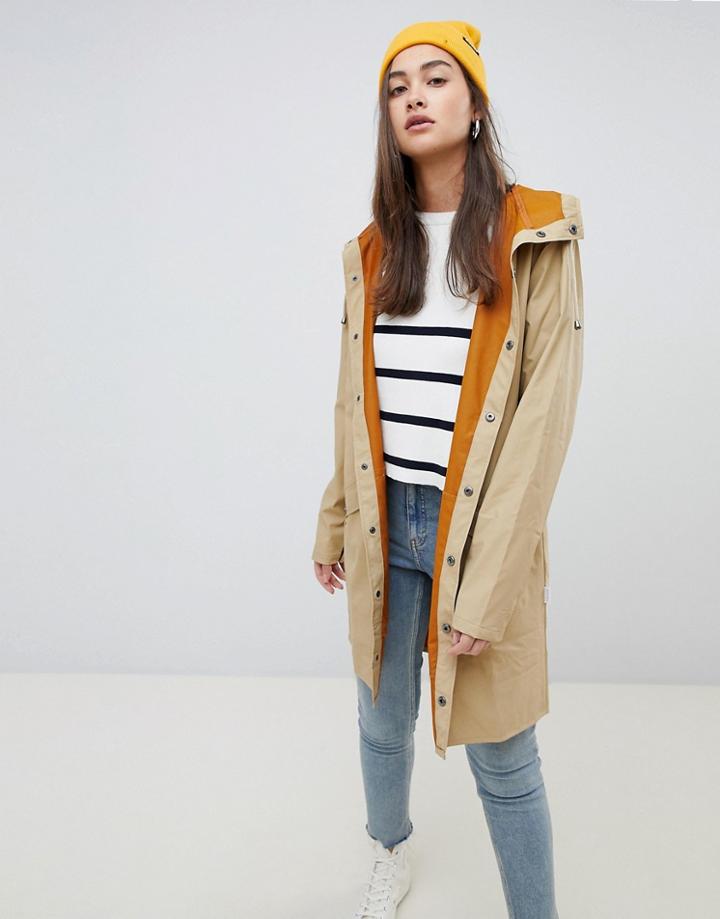 Rains Long Waterproof Jacket - Brown