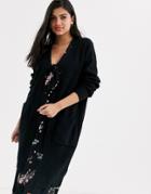 New Look Oversized Knit Cardigan In Black-gray