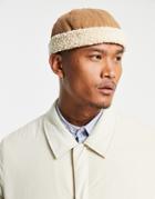 Asos Design Docker Hat In Brown Cord And Sherpa