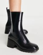 London Rebel Heeled Rain Boots In Black